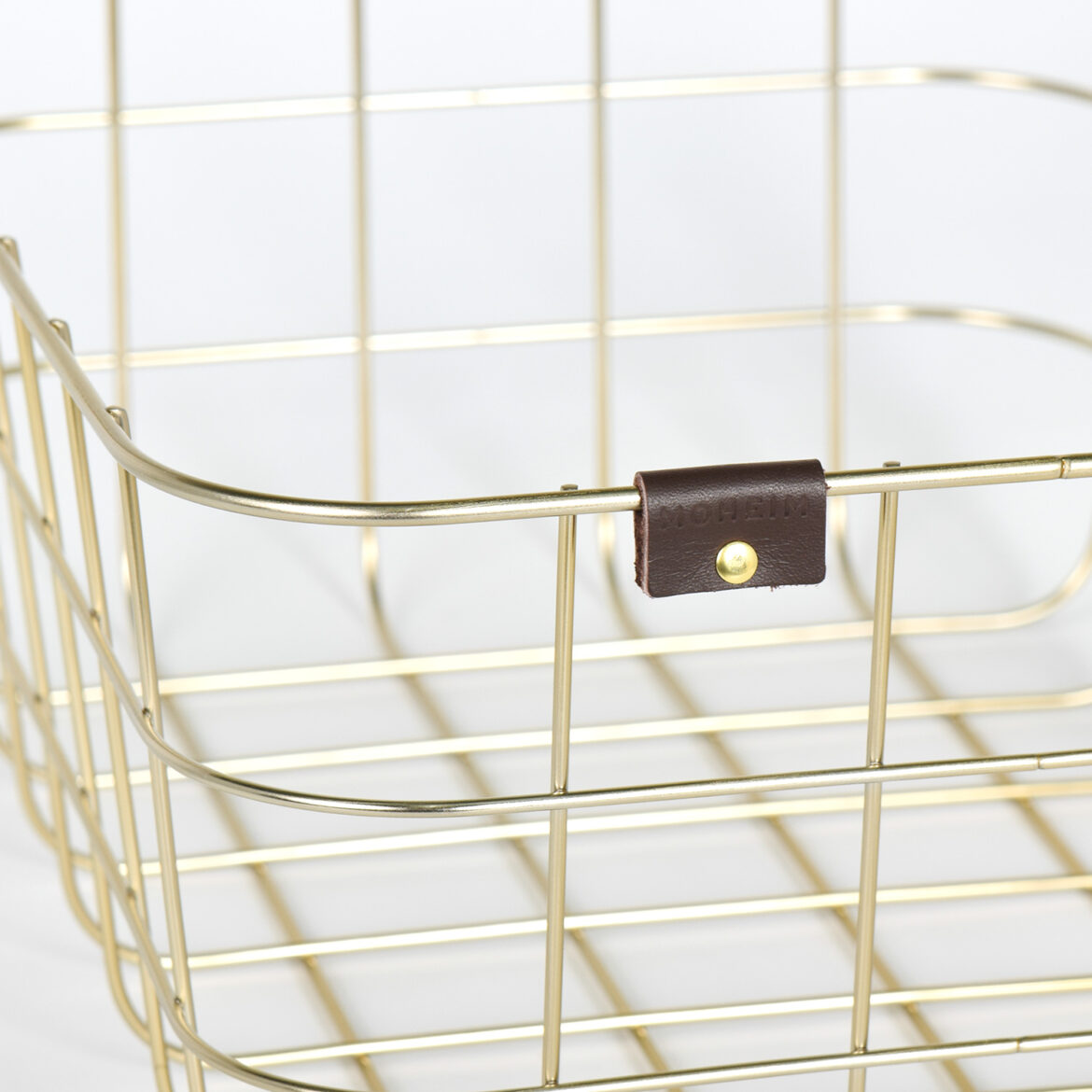 WIRE BASKET (S / gold) leather Tag