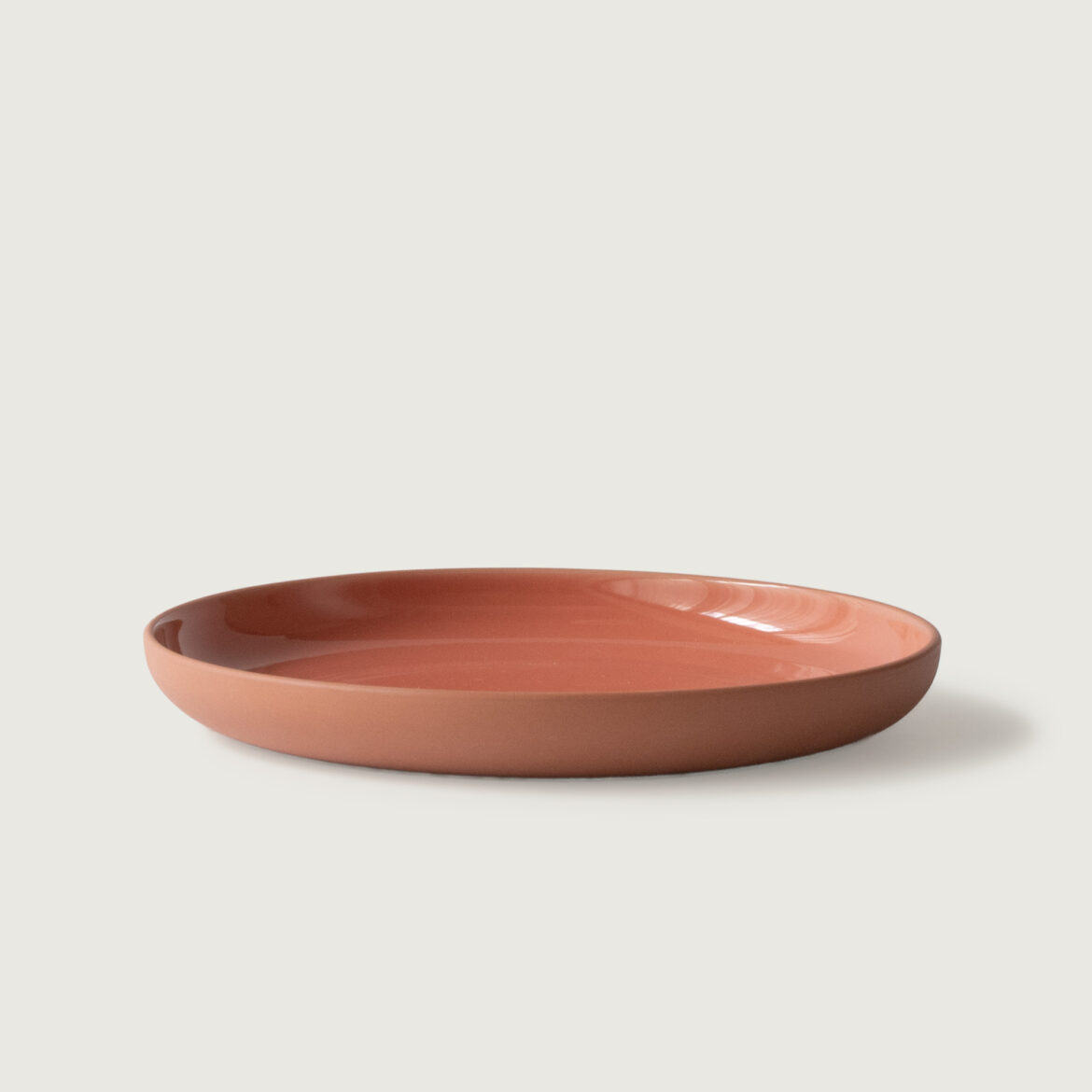 STONEWARE ROUND PLATE M salmon pink