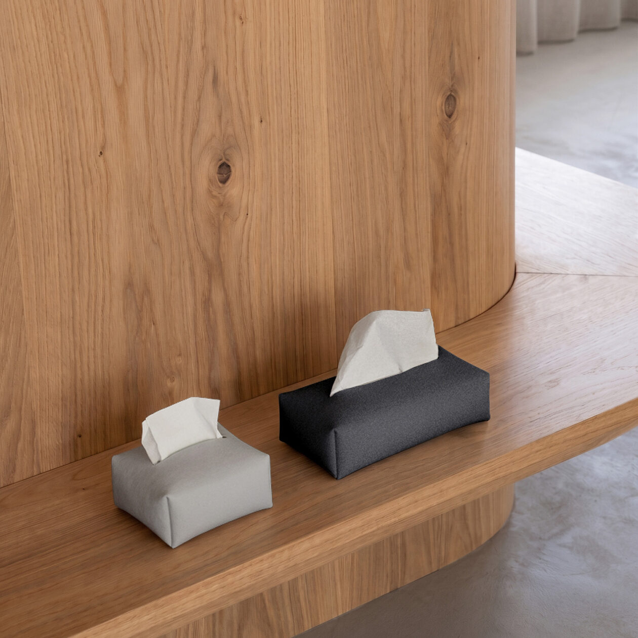lifestyle TISSUE COVER fog half gray and charcoal
